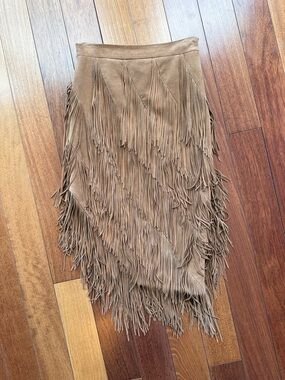 FABULOUS!! INTERMIX Tan Suede Fringe Midi Skirt